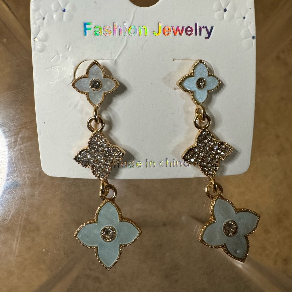Elegant Gold and Silver Flower Earrings